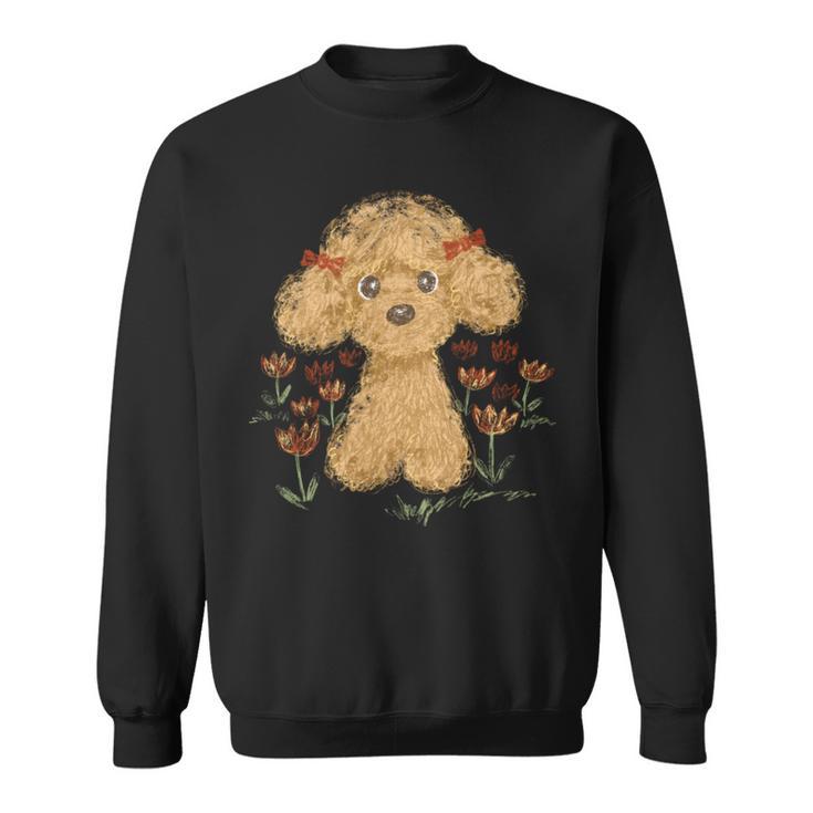 トイプードル かわいい いぬ 子犬 ペット おもしろ 動物 アート イラスト 長袖tシャツ スウェットシャツ