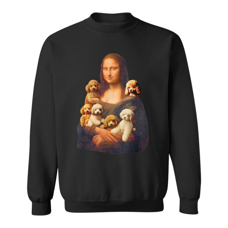 トイプードル モナリザ 面白いtシャツ 犬 かわいい メンズ 子供 おもしろ 服 グッズ ネタ わんこ イヌ スウェットシャツ