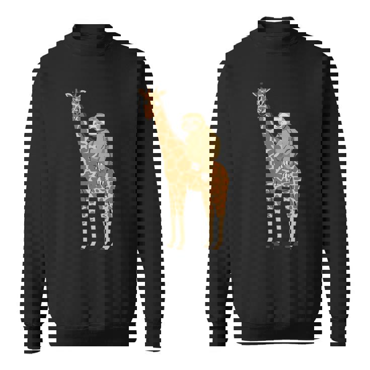 ナマケモノ キリン 面白い 怠惰なナマケモノ 動物 乗る キリン 長袖tシャツ スウェットシャツ