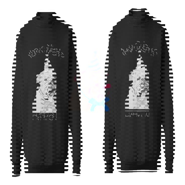 ニューオーリンズ 面白い犬の着用パーティーハット付き スウェットシャツ