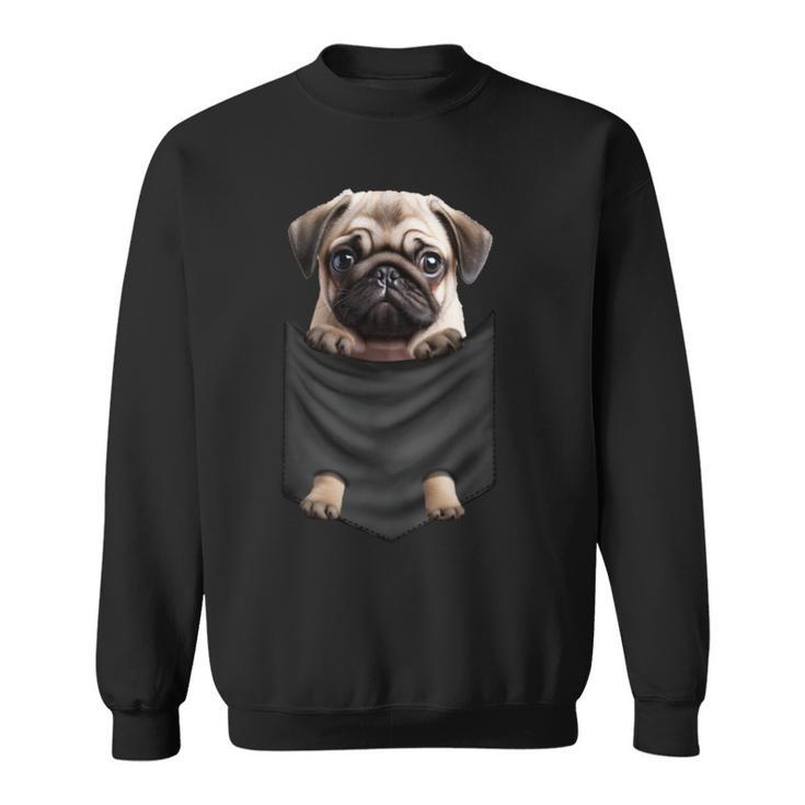パグ 面白いtシャツ イヌ ポケット わんこ メンズ 犬好き グッズ かわいい おもしろ 面白い 服 ネタ 長袖tシャツ スウェットシャツ