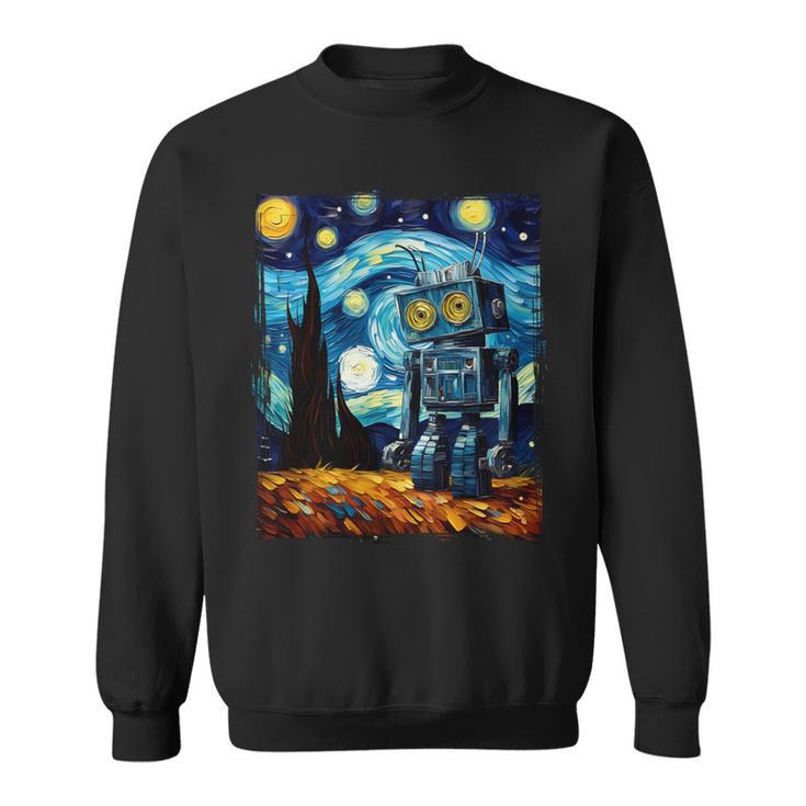 ビンテージロボットアート ゴッホ おもちゃ ロボットビルダー ロボティクス 長袖tシャツ スウェットシャツ