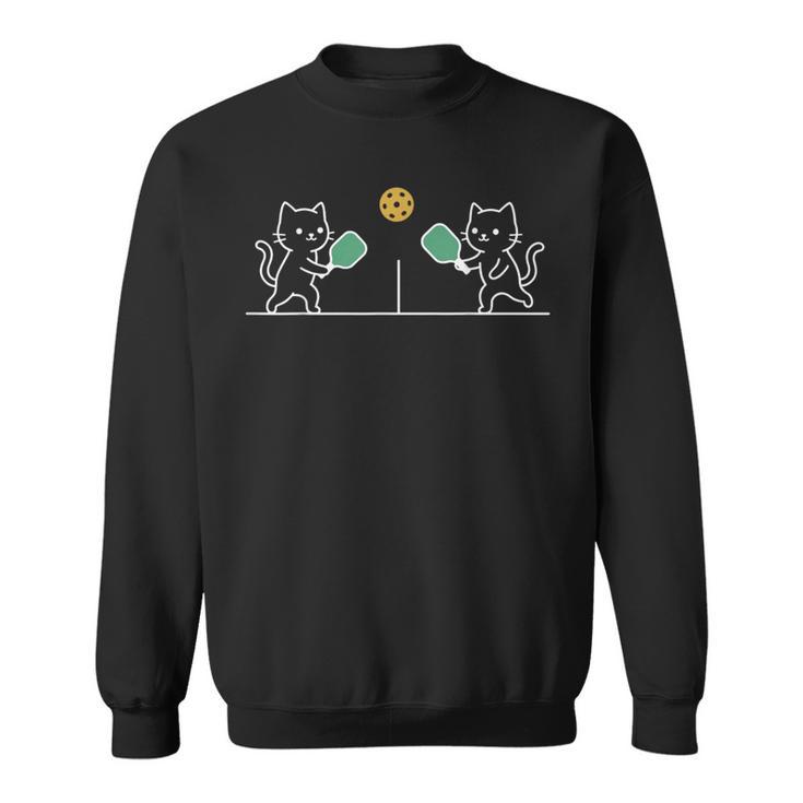 ピックルボール 猫 おもしろ ミニマル パドル アート ねこ好き ラリー コート 仲間 誕生日 かわいい 運動 楽しい スウェットシャツ