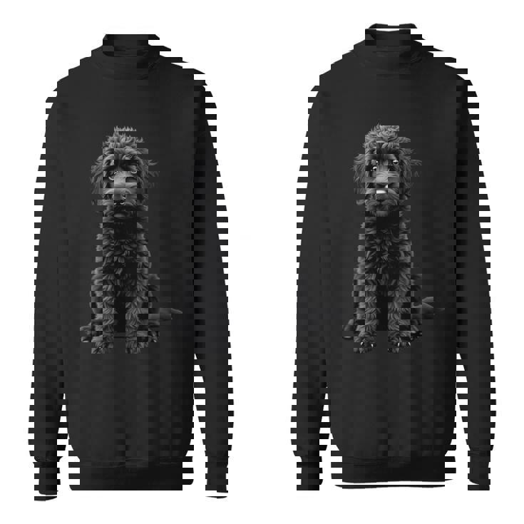 ブラックラブラドゥードル犬のアートデザイン。 長袖tシャツ スウェットシャツ