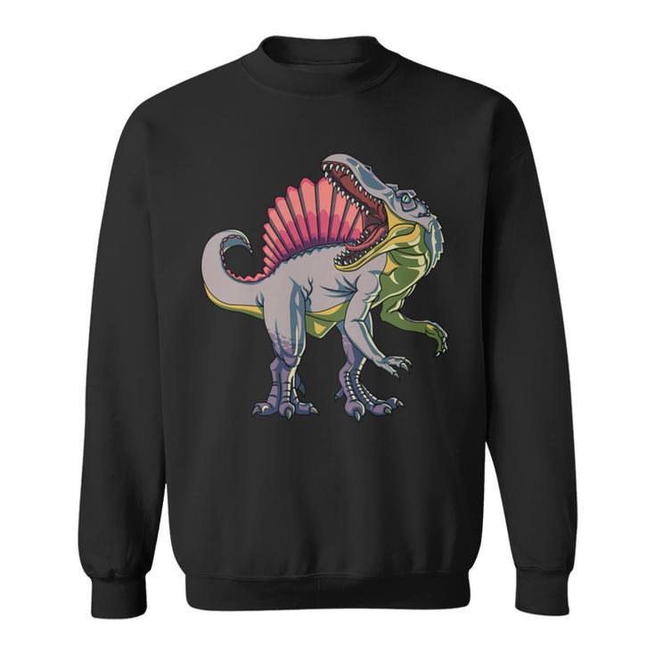 リアルなスピノサウルス 恐竜 先史時代の野生動物 長袖tシャツ スウェットシャツ