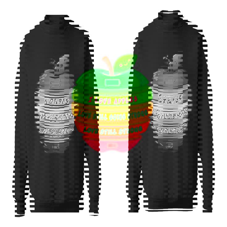 リンゴの力シリーズ リンゴのエネルギー リンゴ スライス 充電 バッテリー 残量 おもしろみ ユニーク スウェットシャツ