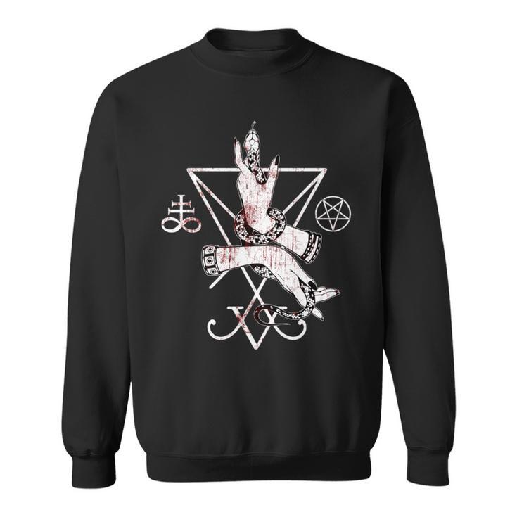 ルシファーの悪魔の紋章 五芒星とリヴァアタン十字架 長袖tシャツ スウェットシャツ