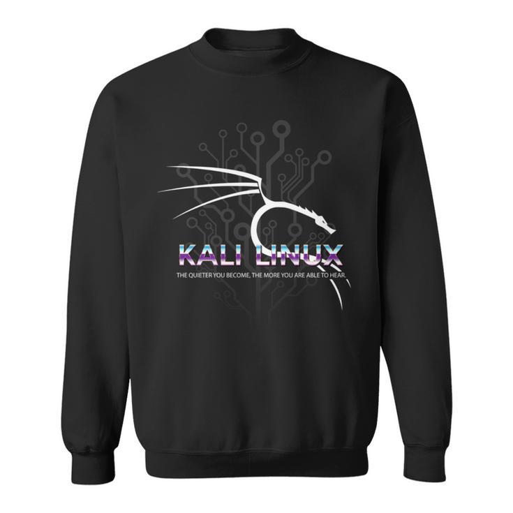 レトロ バックトラック Kali Linux デザイン ドラゴンとタグライン 長袖tシャツ スウェットシャツ