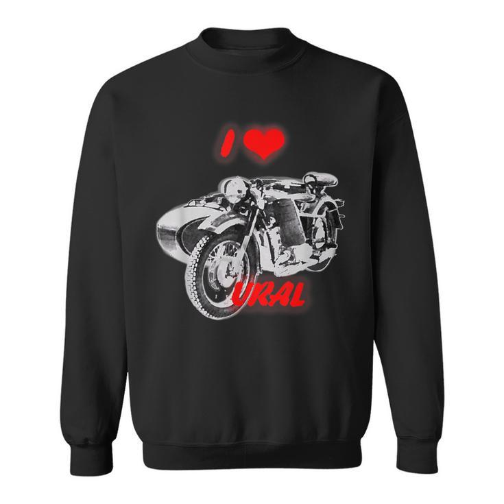 ロシアのレトロなオートバイ愛好家のためのi Love Ural スウェットシャツ