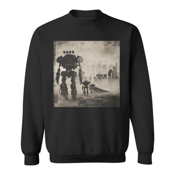 ロボットの行進、Sf、ロボット 長袖tシャツ スウェットシャツ