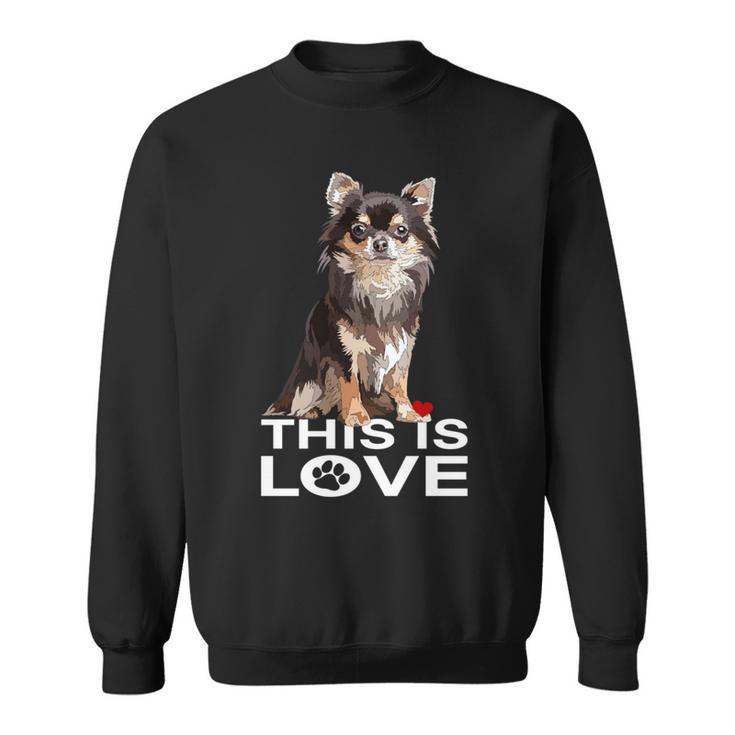 ロングヘア チワワ犬 This Is Love Brown チワワ 恋人 長袖tシャツ スウェットシャツ