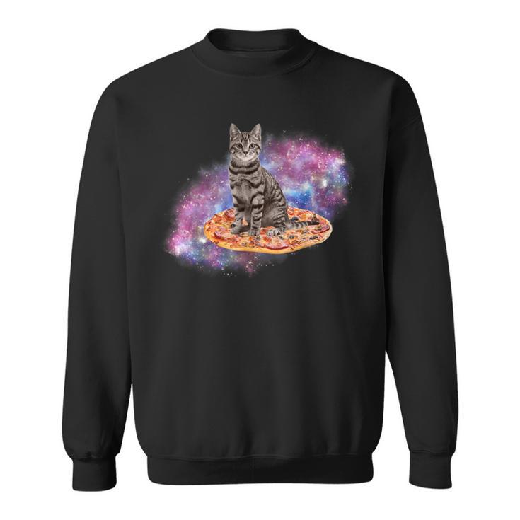 宇宙の猫とピザ スウェットシャツ
