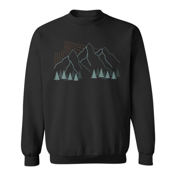 山の自然をモチーフにした登山用の山と森プリント スウェットシャツ