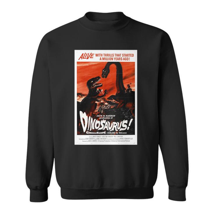 恐竜レトロヴィンテージ映画ポスタープリント 長袖tシャツ スウェットシャツ