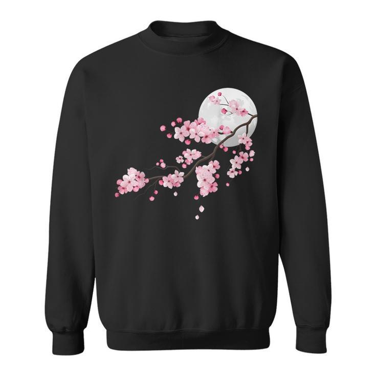 桜の木と月 日本の美しい桜 春 スウェットシャツ