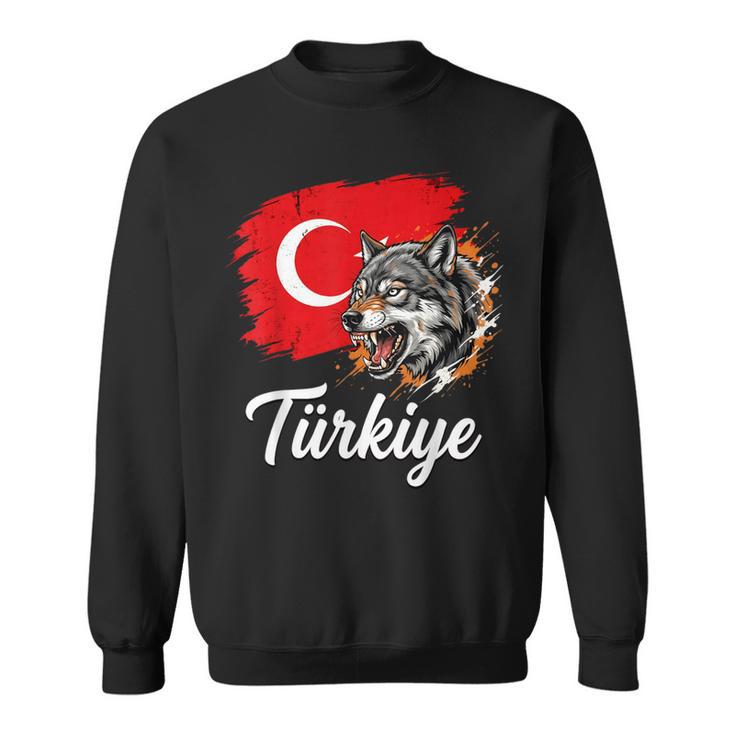 激しいトルコのオオカミと国旗 スウェットシャツ