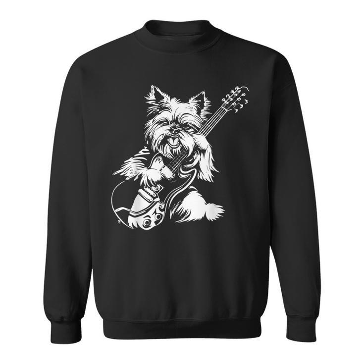 犬 ギタリスト ギター ティーカップ ヨーキー パパ ママ スウェットシャツ