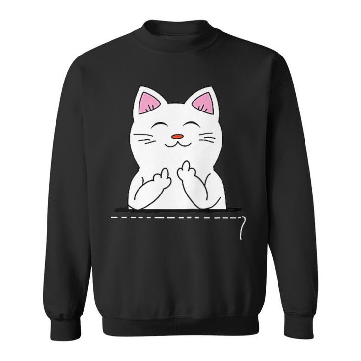 猫 中指 おもしろバッグ スウェットシャツ