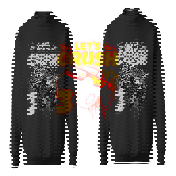 男の子、3歳、英語で、モンスタートラック、誕生日 スウェットシャツ