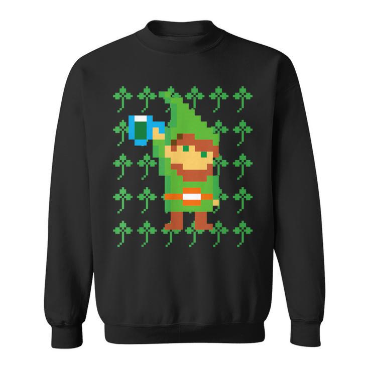 聖パトリックデー 乾杯 ピクセルアート シャムロック ドット絵 レトロゲーム スウェットシャツ