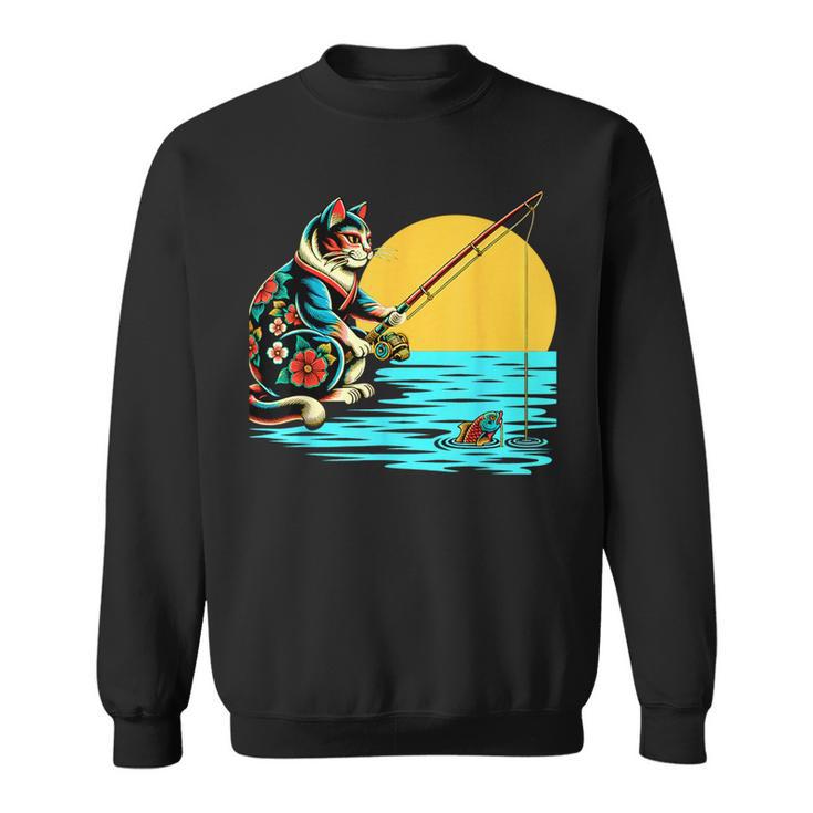 釣り 猫 面白いtシャツ 釣りバカ 釣り人 メンズ おもしろ ネタ 面白い 服 オリジナル 海釣り 川釣り スウェットシャツ