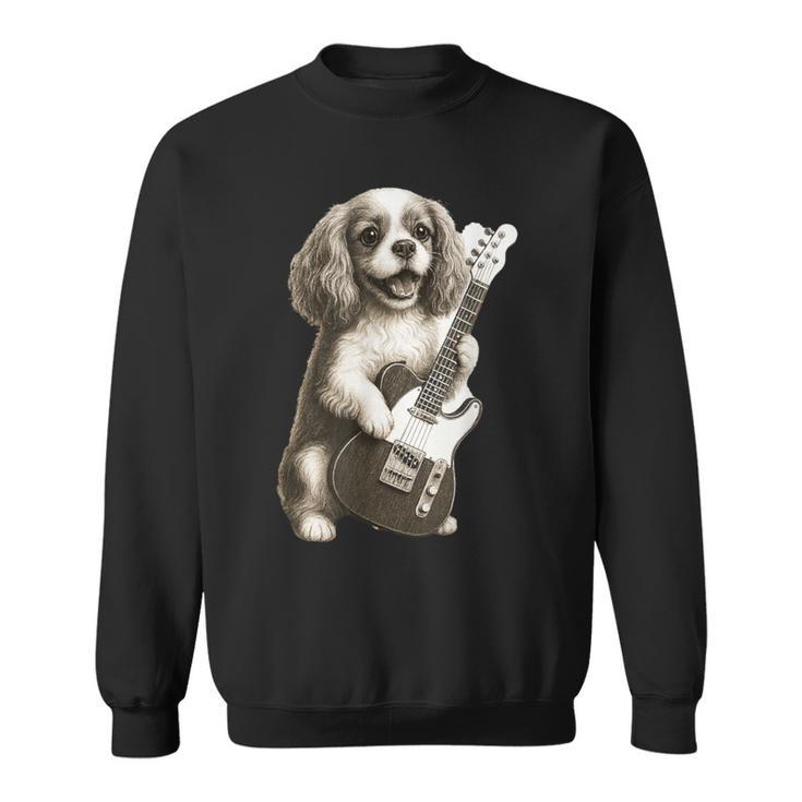 面白いtシャツ キャバリア 犬 ギター イヌ メンズ 犬好き グッズ かわいい おもしろ 面白い 服 ネタ スウェットシャツ