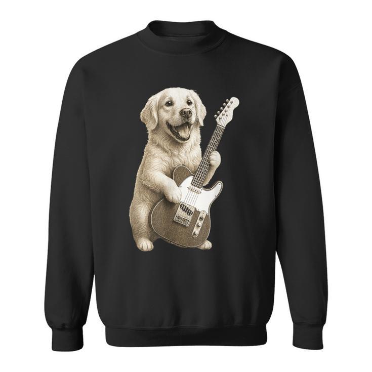 面白いtシャツ ゴールデンレトリバー 犬 ギター イヌ メンズ グッズ かわいい おもしろ 面白い 服 ネタ スウェットシャツ