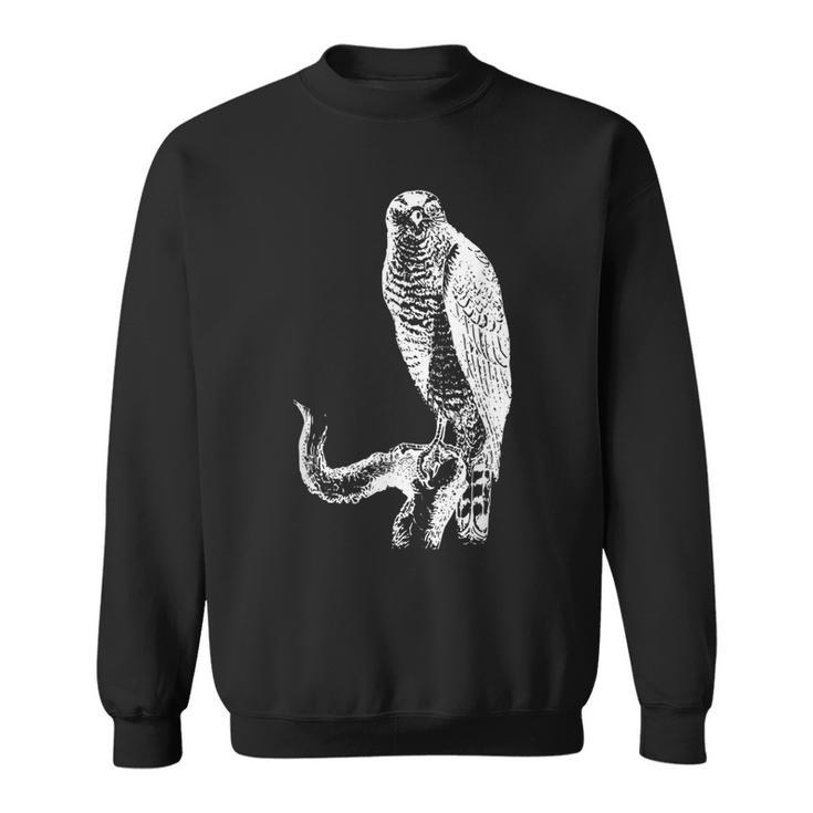 黒い線画 鷹 鳥獣戯画 スウェットシャツ