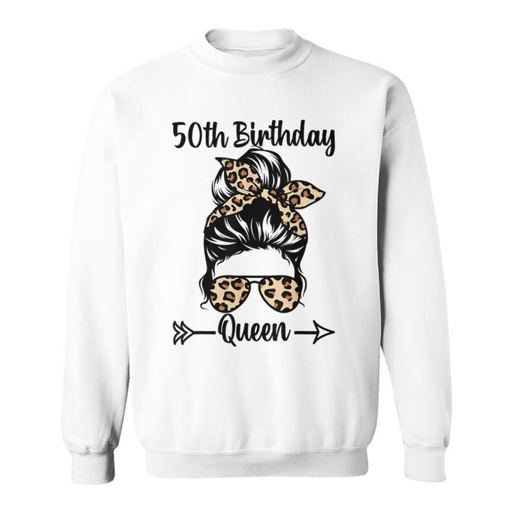 50歳の誕生日 クイーン Happy 50歳 散らかったパンヒョウ スウェットシャツ