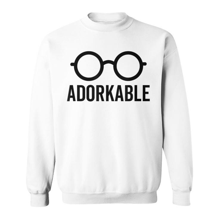 Adorkable Cute Nerd Glasses For Bookworm Book Reader Sweatshirt