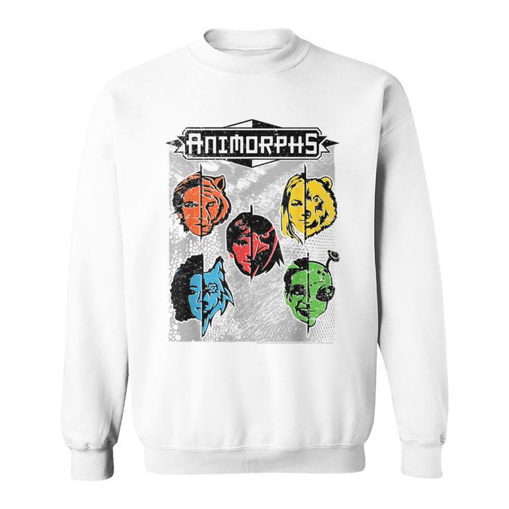Animorphs Split Face Character Colorful Grid Book Series Sweatshirt