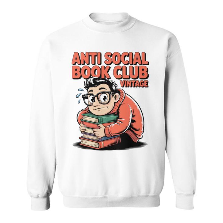 Anti Social Book Club Vintage Retro Reader Art Sweatshirt