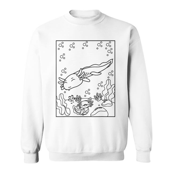 Axolotl Colouring Shirt For Children Adults 002 Colouring Book Sweatshirt