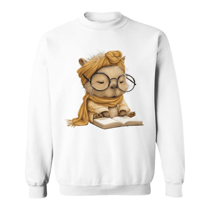 Baby Reptile Small Book Reading Graphic Lizard Round Glasses Sweatshirt