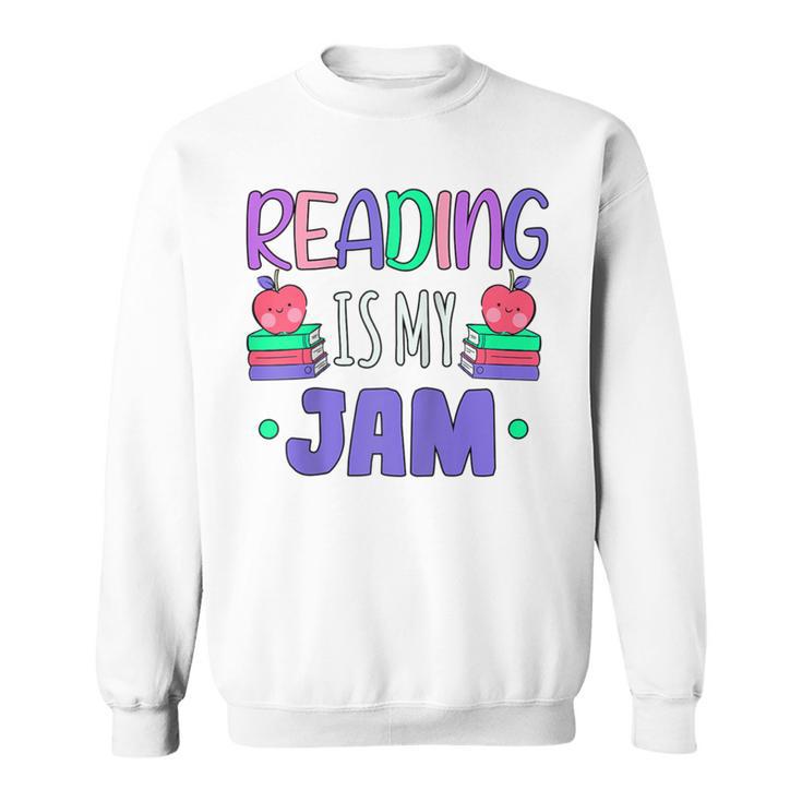 Back To School Book Reader Reading Is My Jam Bookworm Raglan Baseball Tee Sweatshirt