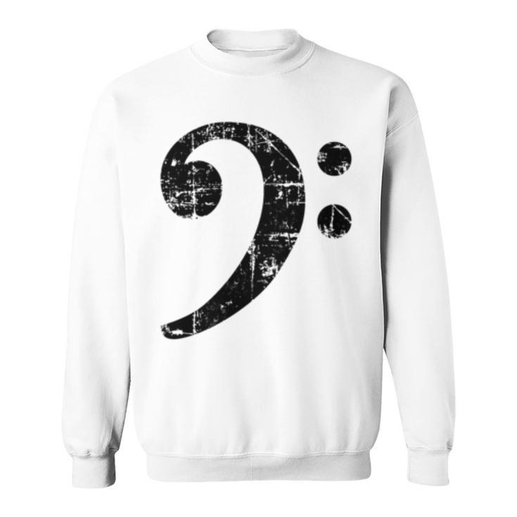 Bass Clef ビンテージブラック左 ベースプレイヤー 長袖tシャツ スウェットシャツ