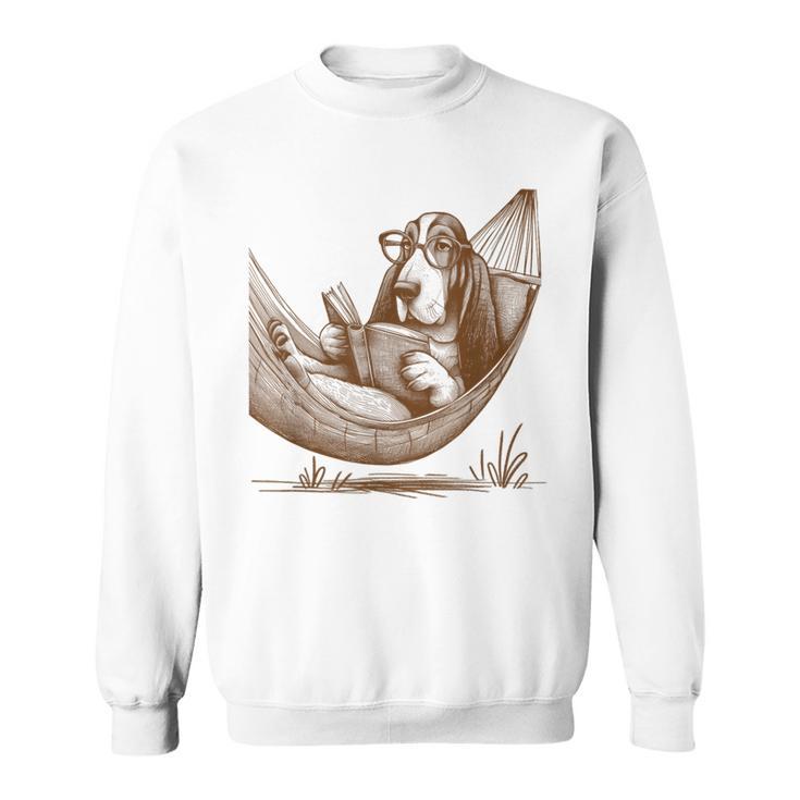 Basset Hound Dog Mom Basset Hound Dog Reading Book Sweatshirt