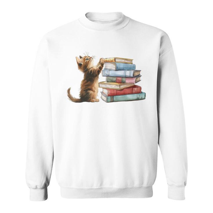 Book Cat Lover Reading Read Books Sweatshirt