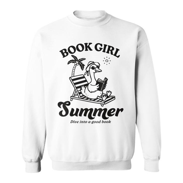 Book Girl Summer Reading Duck Retro Beach Vacation Bookworm Sweatshirt