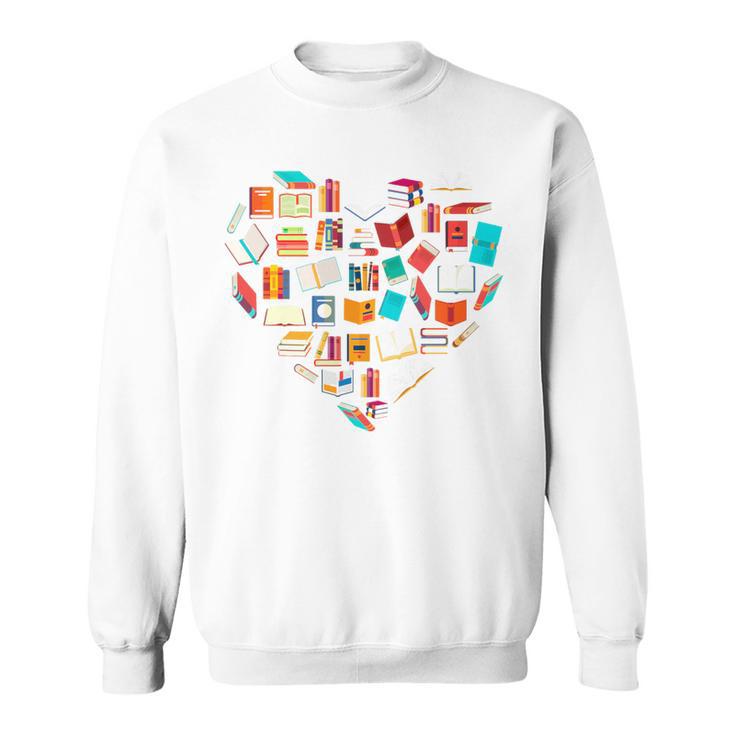 Book Lover Heart Shape Reading Club Librarian Bookworm Premium Tri-Blend Sweatshirt