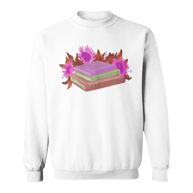 Book Lovers Wildflowers Book Reading Shirt Cute Teacher For Women Sweatshirt