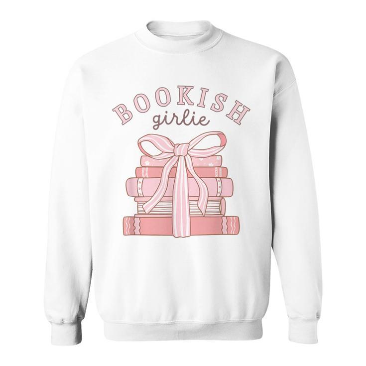Bookish Girlie Coquette Bow Book Lover Pink Feminine Reader Sweatshirt