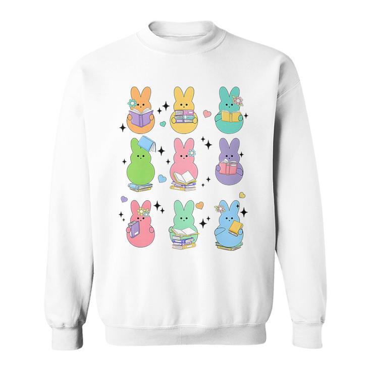 Bunny Reading Books Easter Day Librarian Teacher Book Premium Tri-Blend Sweatshirt
