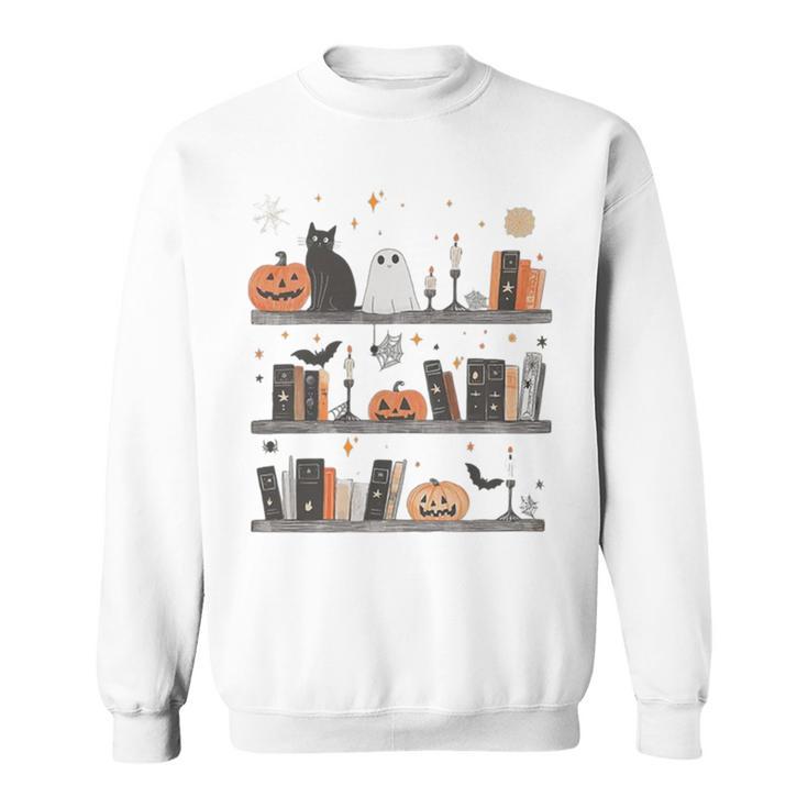 Cat Book Lover Halloween Cute Spooky Reading Premium Tri-Blend Sweatshirt