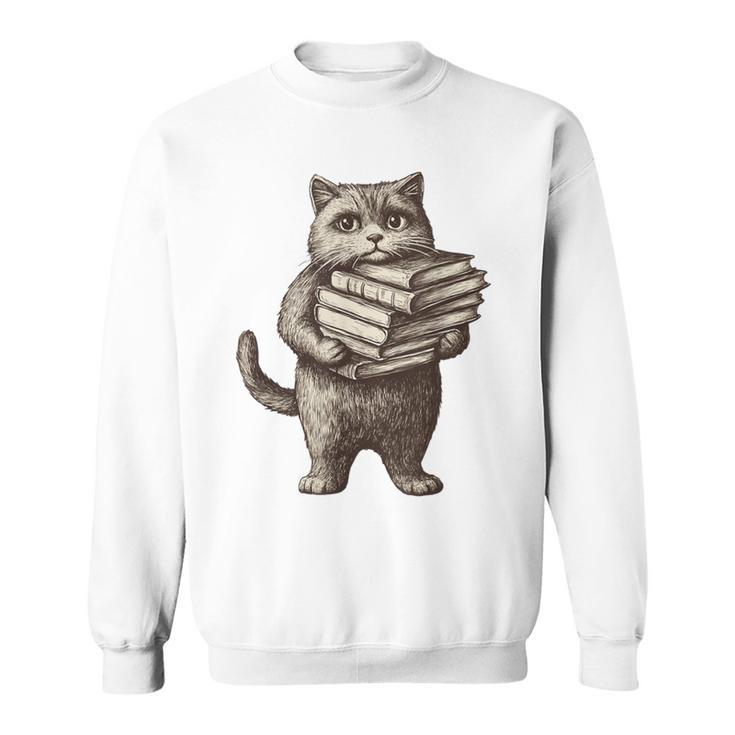 Cat Book Lover Reading Men Women Kids Sweatshirt