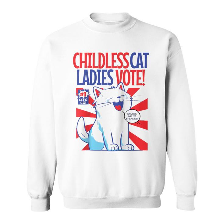 Childless Cat Ladies Vote Kamala Harris Cute Comic Book Cat Raglan Baseball Tee Sweatshirt
