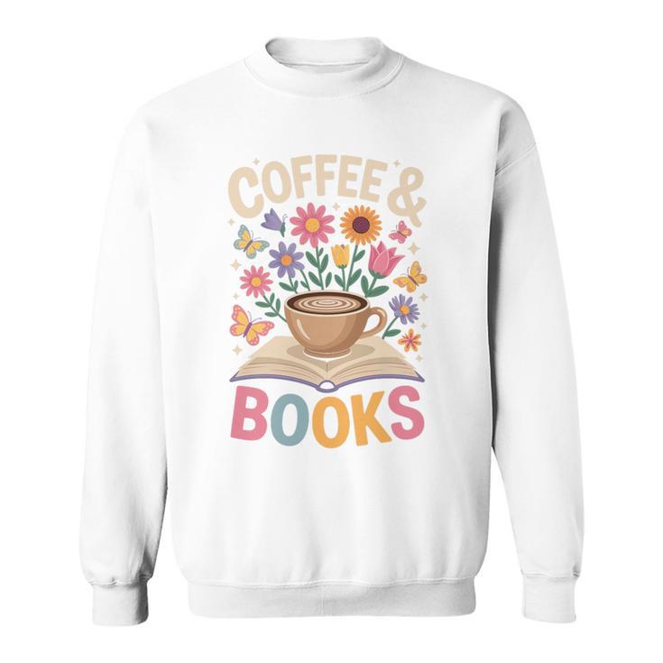 Coffee & Books Lover Wildflowers Boho Aesthetic Premium Tri-Blend Sweatshirt