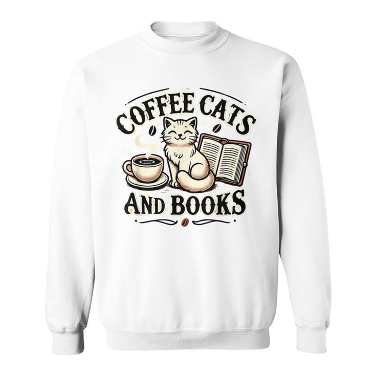 Coffee Cats And Book Reader Book Lovers Librarian Bookworm Sweatshirt