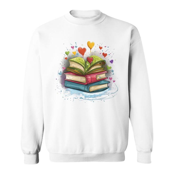 Colorful Books Love Books Watercolor Booklover Performance Sweatshirt