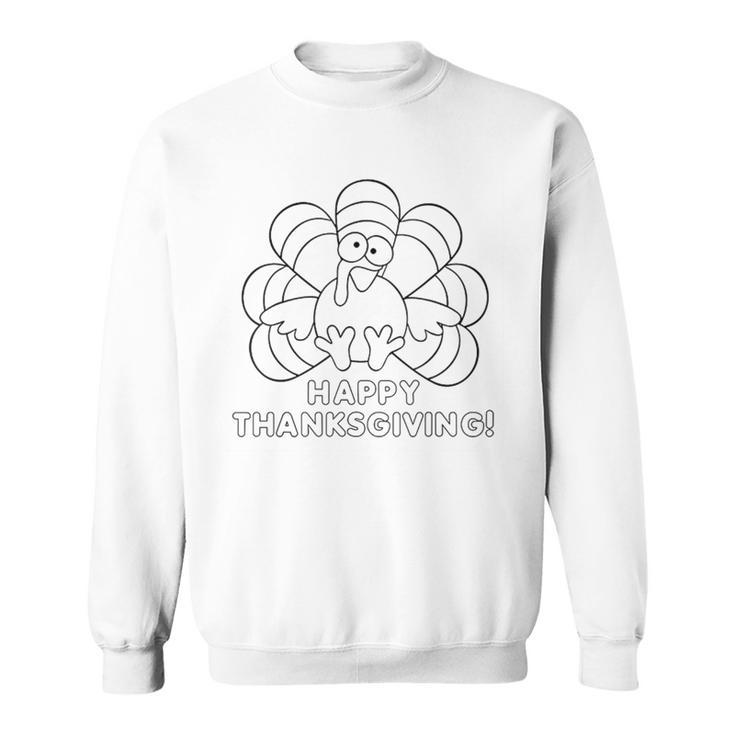 Coloring Book Style Blank Happy Thanksgiving Turkey Sweatshirt